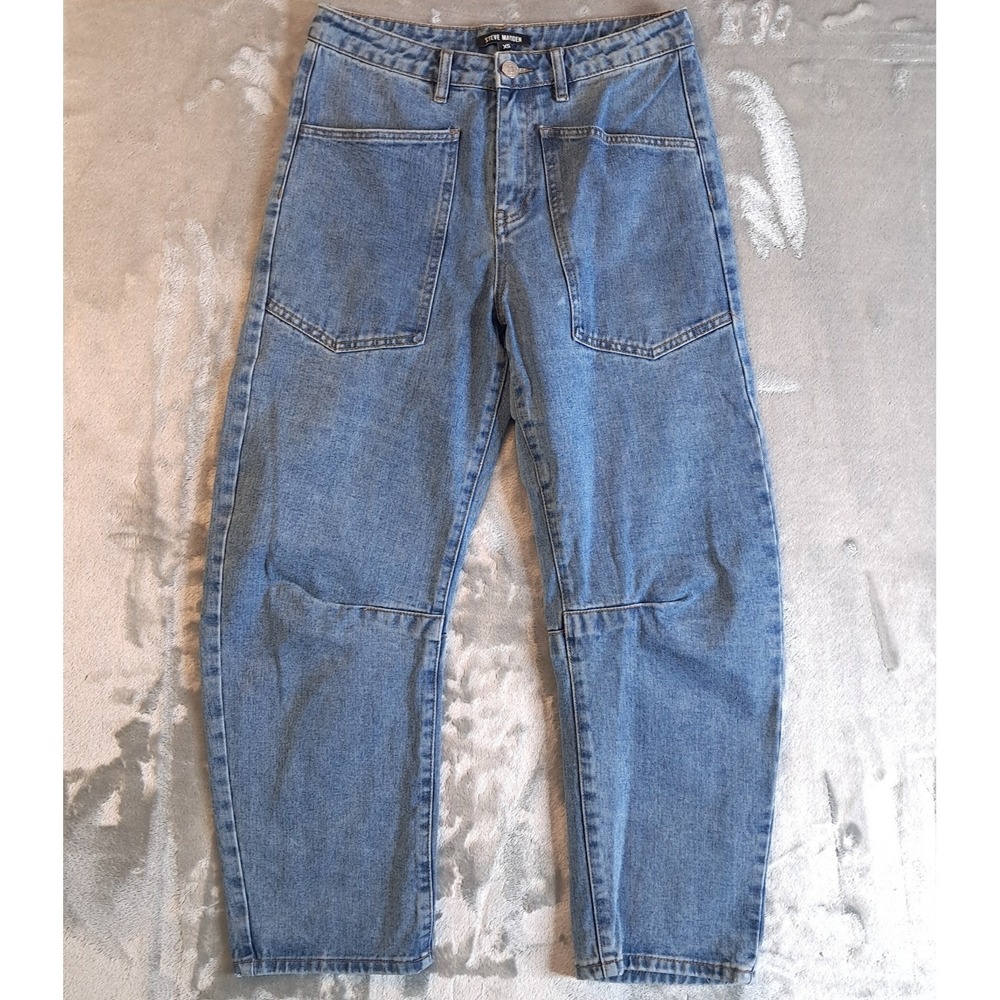 Steve Madden Womens Haniel Cropped Barrel Leg Jeans High Waist Size XS 30x26 Y2K